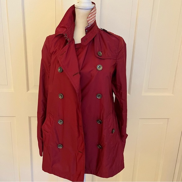 Burberry Brit cranberry red trenchcoat 4 - Picture 11 of 16